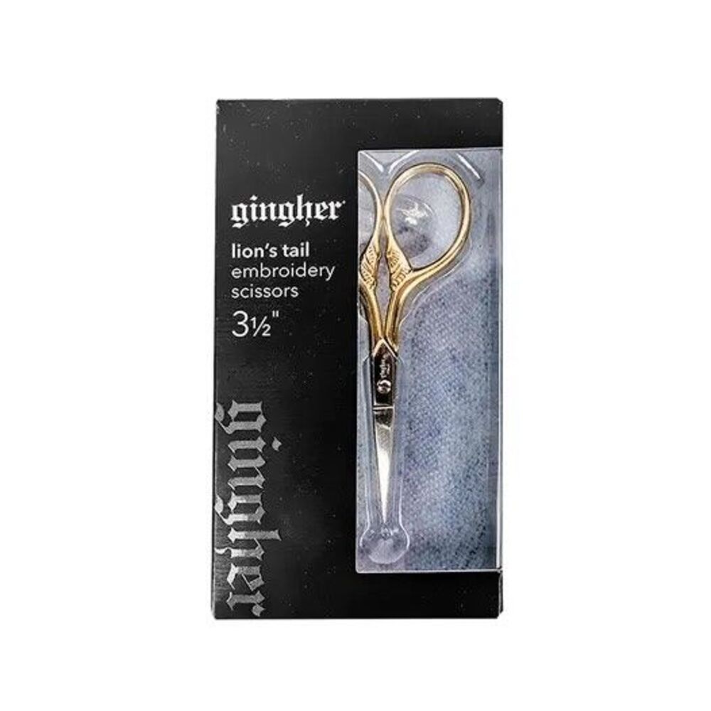 3.5" Gingher Gold Handled Lions Tail Embroidery Scissors - Picture 3 of 3